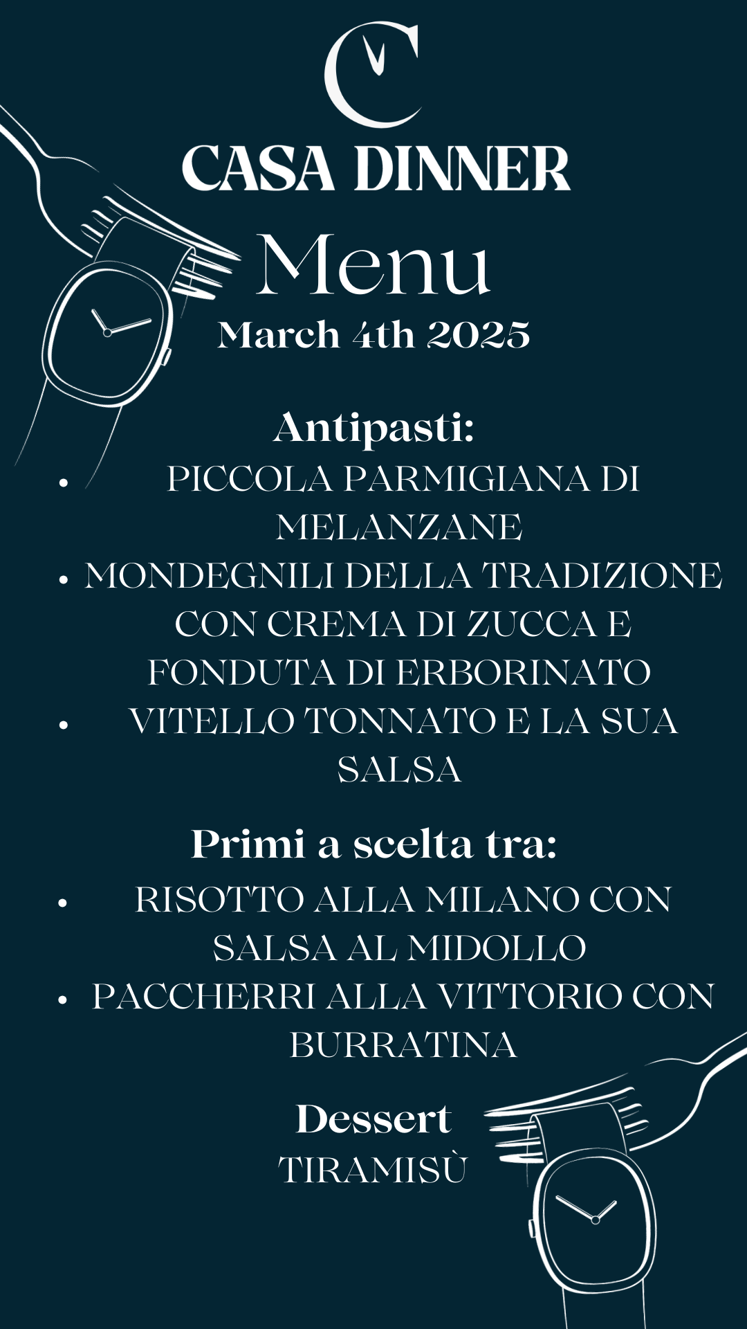 Casa Dinner in Milan March 4th