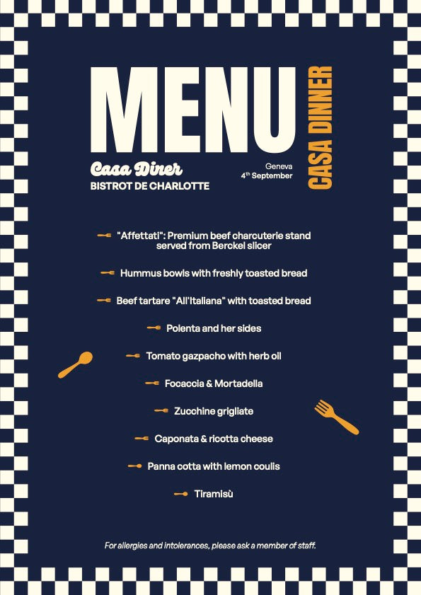 CASA DINNER AT CASA DINER - Geneva, Bistrot de Charlotte, 4th of September 2026 - 19:30